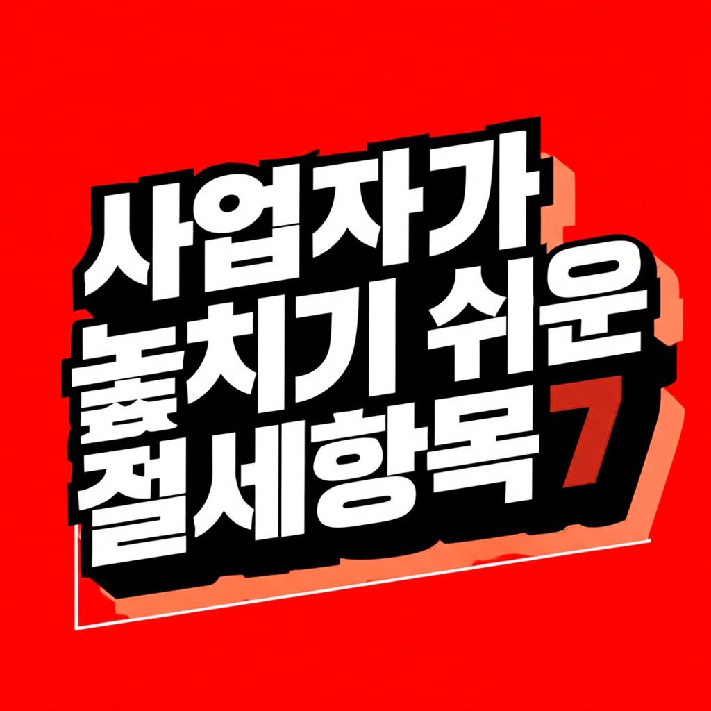 사업자가 놓치기 쉬운 절세항목7