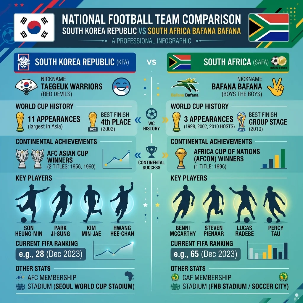 객관적 전력 지표: 대한민국 vs 남아공 한눈에 보기