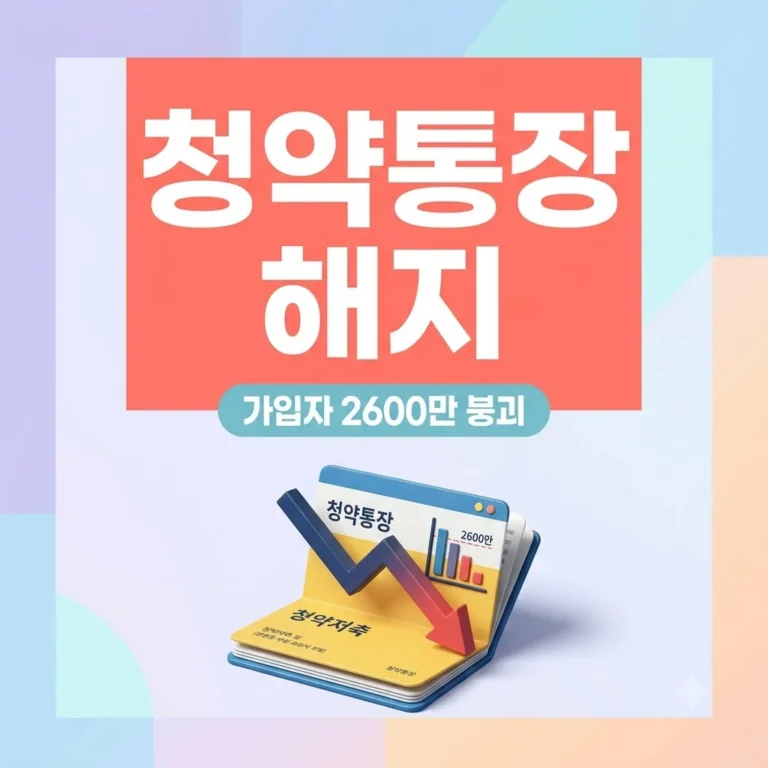 청약통장 30만명 해지 가입자 2600만 붕괴, 유지와 해지 선택 기준
