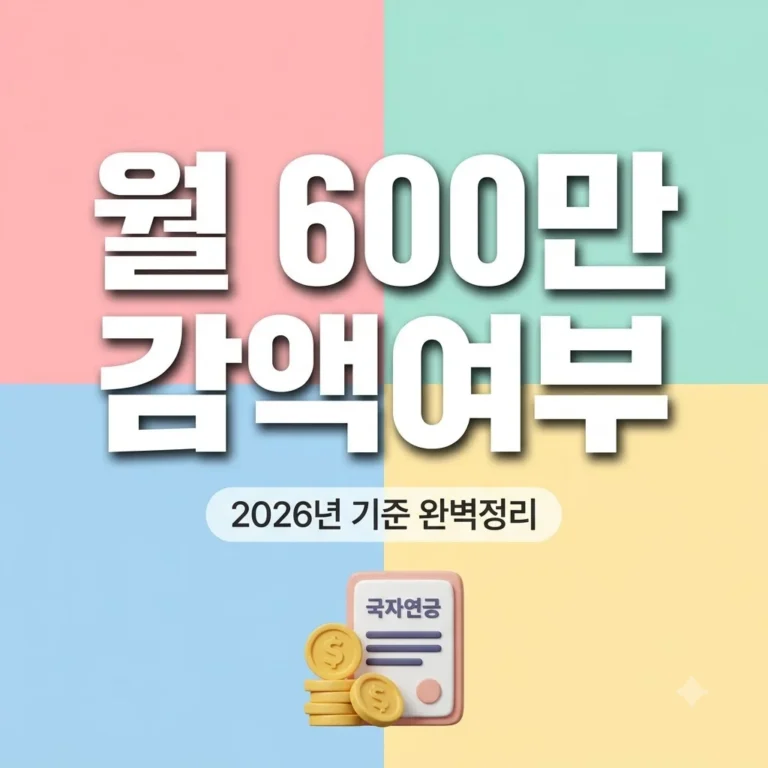 국민연금 월급 600만원 노령연금 감액 여부 2026년 기준 총정리